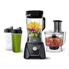 Oster Blender and Food Processor Combo with 3 Settings for Smoothies, Shakes, and Food Chopping, Includes 2 24-Ounce Cups and Lids, Carbon Grey in Saudi Arabia