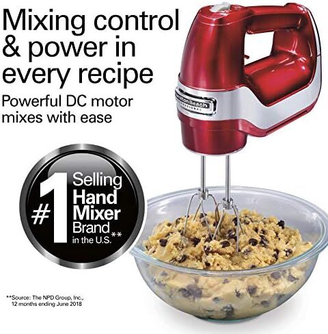 Hamilton Beach Professional 5-Speed Electric Hand Mixer with Snap-On Storage Case, QuickBurst, Stainless Steel Twisted Wire Beaters and Whisk, Mint (62658) | High-Performance DC Motor | Slow Start | Snap-On Storage Case | Stainless Steel Beaters & Whisk | in Kuwait
