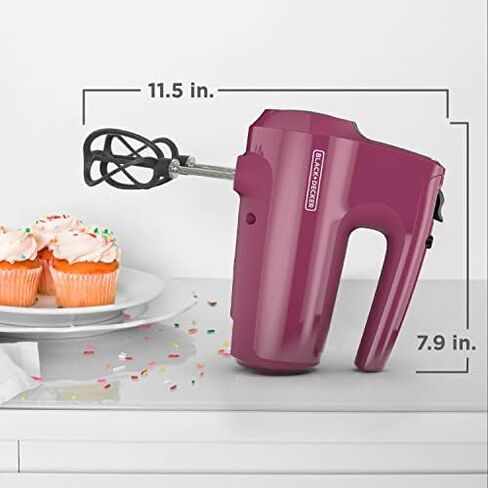 BLACK+DECKER Hand Held Mixer MX610B, 5-Speed | 350W hand mixer with Turbo Boost, beaters, whisk, dough hooks and snap-on storage case. in Kuwait
