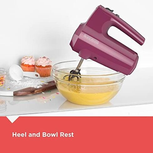BLACK+DECKER Hand Held Mixer MX610B, 5-Speed | 350W hand mixer with Turbo Boost, beaters, whisk, dough hooks and snap-on storage case. in Kuwait