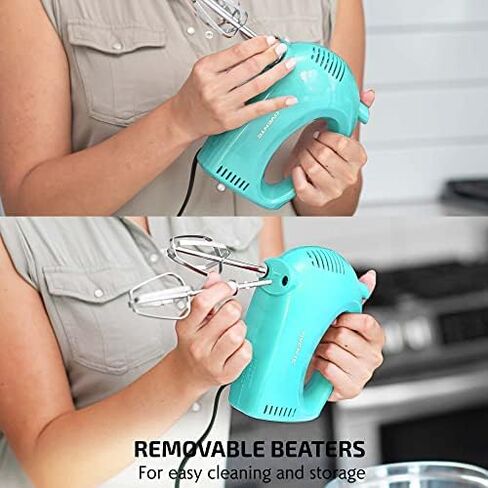 OVENTE Portable 5 Speed Mixing Electric Hand Mixer with Stainless Steel Whisk Beater Attachments & Snap Storage Case, Compact Lightweight 150 Watt Powerful Blender for Baking & Cooking, Black HM151B in Saudi Arabia