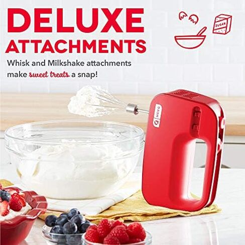 DASH Mixer + Whisk and Milkshake Attachment for Whipping, Mixing Cookies, Brownies, Cakes, Dough, Batters, Meringues & More, 3 Speed, 150-Watt in Kuwait
