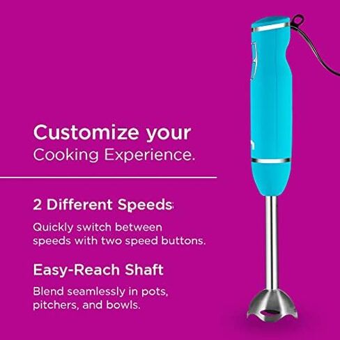 Immersion Hand Blender 2 Speed Stick Mixer with Stainless Steel Shaft & Blade, 300 Watts Easily Food, Mixes Sauces, Purees Soups, Smoothies, and Dips, Black in Kuwait