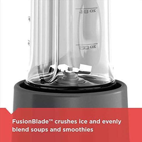 BLACK+DECKER PB1002G FusionBlade Personal Blender with 20 Ounce Portable Personal Blending Jars(2-Pack with Travel Lids), Gray Single Serve Blender in Saudi Arabia