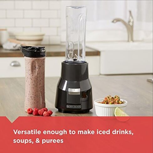 BLACK+DECKER PB1002G FusionBlade Personal Blender with 20 Ounce Portable Personal Blending Jars(2-Pack with Travel Lids), Gray Single Serve Blender in Saudi Arabia