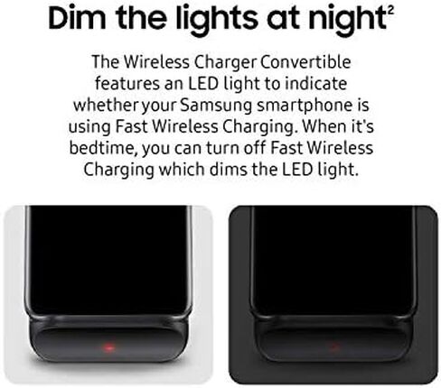 SAMSUNG Electronics Wireless Charger Convertible Qi Certified (Pad/Stand), for Galaxy Buds, Galaxy Phones, and Apple iPhone Devices - US Version - Black (US Version) in Kuwait