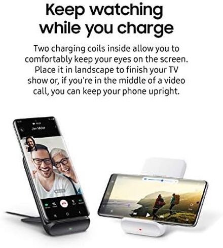 SAMSUNG Electronics Wireless Charger Convertible Qi Certified (Pad/Stand), for Galaxy Buds, Galaxy Phones, and Apple iPhone Devices - US Version - Black (US Version) in Kuwait
