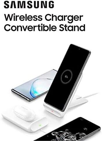 SAMSUNG Electronics Wireless Charger Convertible Qi Certified (Pad/Stand), for Galaxy Buds, Galaxy Phones, and Apple iPhone Devices - US Version - Black (US Version) in Kuwait