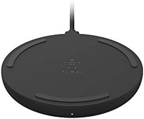 Belkin BoostCharge 10W Fast Wireless Charger Pad, with Included QuickCharge 3.0 Wall Charger and Cable, Case Compatible for iPhones, Galaxy, Pixel and Other Qi Enabled Devices (includes AC adapter) in Saudi Arabia