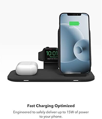 mophie Wireless Charging Stand+ Wireless Charging Stand and pad with USB-A Port. for AirPods, Apple Watch, iPhone, Samsung Galaxy, Qi-Enabled Devices in Saudi Arabia