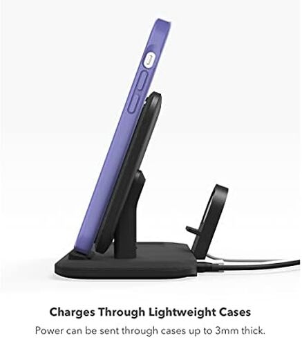 mophie Wireless Charging Stand+ Wireless Charging Stand and pad with USB-A Port. for AirPods, Apple Watch, iPhone, Samsung Galaxy, Qi-Enabled Devices in Saudi Arabia