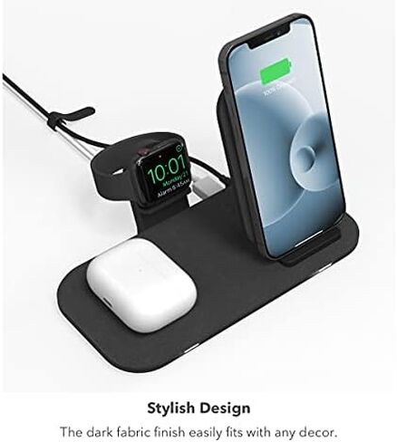 mophie Wireless Charging Stand+ Wireless Charging Stand and pad with USB-A Port. for AirPods, Apple Watch, iPhone, Samsung Galaxy, Qi-Enabled Devices in Saudi Arabia