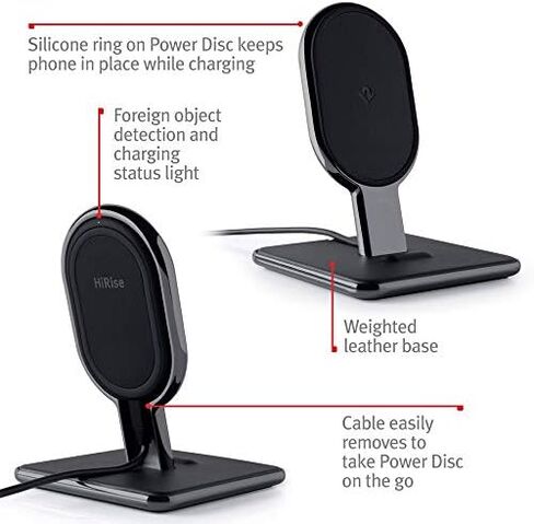 Twelve South HiRise Wireless | Fast Charge 10W Qi 2-in-1 Desktop + Wireless Travel Charger for iPhone/Wireless Charging Smart Phones/AirPods Wireless Charging Case in Saudi Arabia