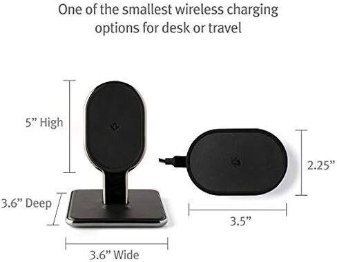 Twelve South HiRise Wireless | Fast Charge 10W Qi 2-in-1 Desktop + Wireless Travel Charger for iPhone/Wireless Charging Smart Phones/AirPods Wireless Charging Case in Saudi Arabia