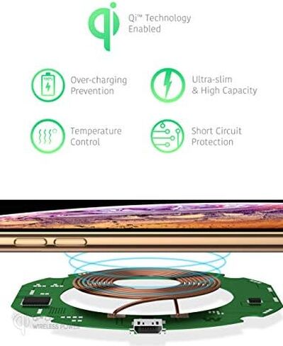 TALK WORKS Wireless Charger Fast 10W Qi Certified Wireless Charging Pad (No Wall Adapter) for Apple iPhone 13, 12, 11, XR, XS, X, 8, Android for Samsung Galaxy S21, S20, S10, S9, S8 - Black,04857 in Saudi Arabia