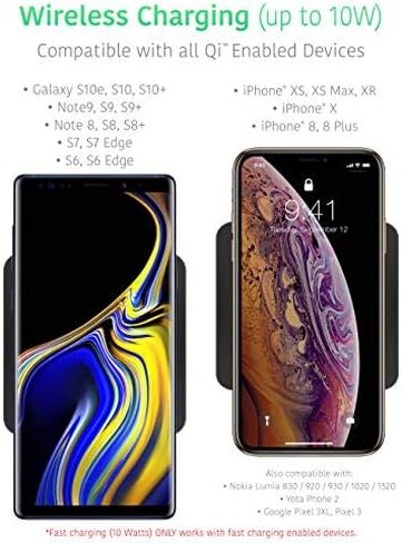 TALK WORKS Wireless Charger Fast 10W Qi Certified Wireless Charging Pad (No Wall Adapter) for Apple iPhone 13, 12, 11, XR, XS, X, 8, Android for Samsung Galaxy S21, S20, S10, S9, S8 - Black,04857 in Saudi Arabia