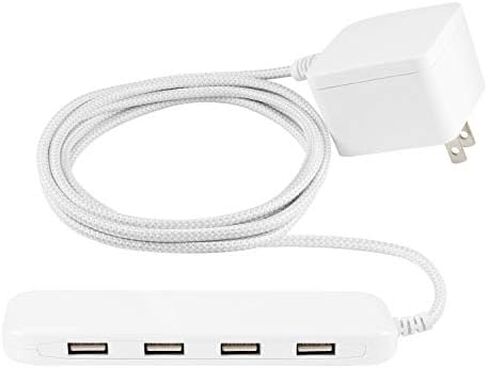 شريط طاقة UltraPro 4 منافذ USB، سلك تمديد مجدول 6 أقدام، حامل على الحائط، 4.8 أمبير/24 وات، لهاتف iPhone/iPad/Samsung Galaxy/Google Pixel، مدرج في قائمة UL، أبيض، 44139-T1 in Kuwait