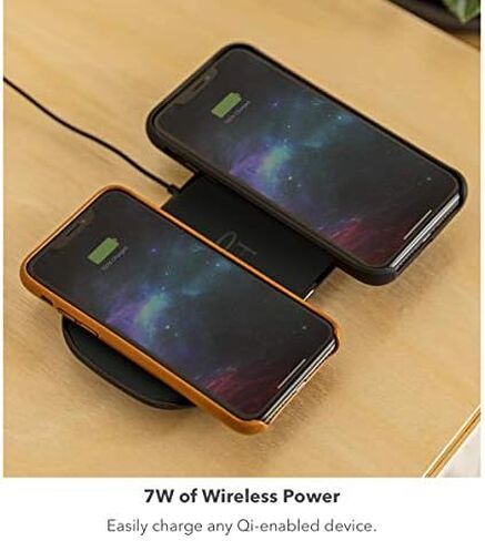 قاعدة شحن لاسلكية مزدوجة من هالو - صُنعت خصيصًا لأجهزة Apple Airpods وiPhone 12 Pro و12 Pro Max و12 Mini وiPhone 11 Pro و11 Pro Max وSamsung الأخرى التي تدعم Qi - اسود in Saudi Arabia