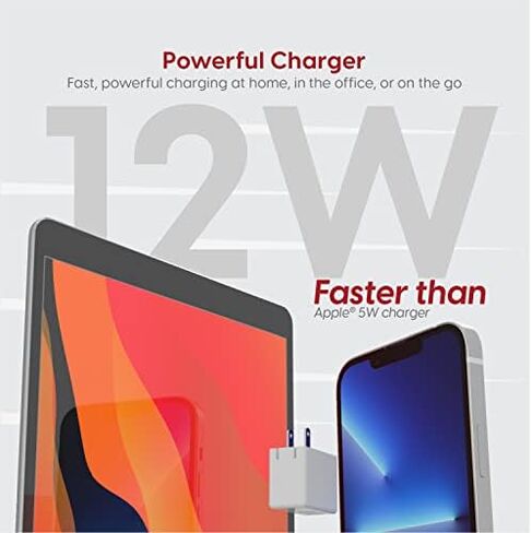 USB Wall Charger 12W/2.4A by TalkWorks - Dual Port Universal Cell Phone Charger Adapter For Apple iPhone, iPad, Nintendo Switch, Android for Samsung Galaxy, Bluetooth Speaker, Tablet - White in Saudi Arabia