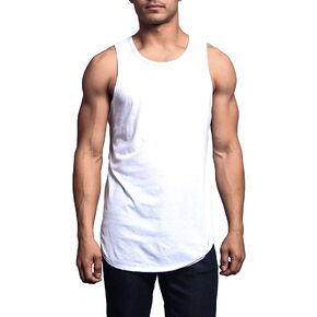 VICTORIOUS Solid Color Long Length Curved Hem Tank Top in Kuwait