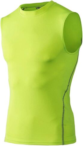 TOPTIE Mens Compression Sleeveless Base Layer, Athletic Workout T-Shirt in Kuwait