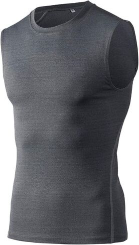 TOPTIE Mens Compression Sleeveless Base Layer, Athletic Workout T-Shirt in Kuwait