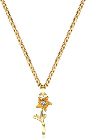DELLA MODA Birth Blossom Necklace | Birth Month Flower Pendant | 18K Gold | Personalized Birthday Gift for Her | Birthmonth - All 12 Months in Kuwait