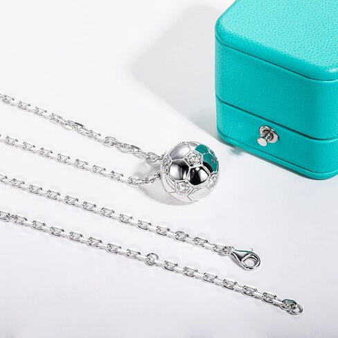 AnuClub 3.6cttw Moissanite Soccer Football Sports Pendant Necklace D Color VVS1 4MM Round Cut 925 Sterling Silver Gifts for Women Men Sports in Saudi Arabia