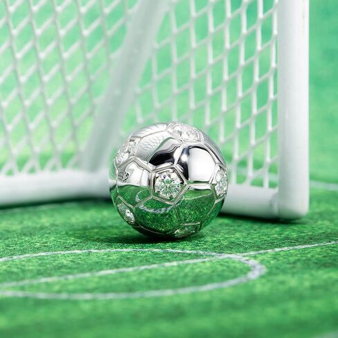 AnuClub 3.6cttw Moissanite Soccer Football Sports Pendant Necklace D Color VVS1 4MM Round Cut 925 Sterling Silver Gifts for Women Men Sports in Saudi Arabia