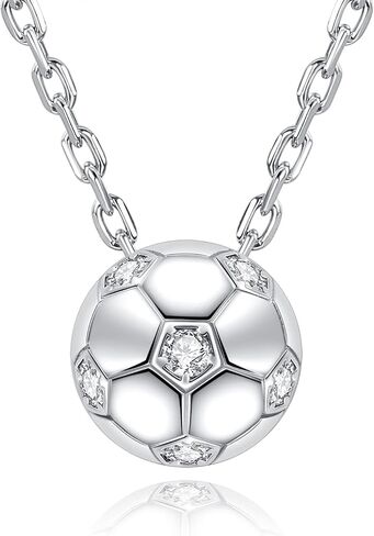 AnuClub 3.6cttw Moissanite Soccer Football Sports Pendant Necklace D Color VVS1 4MM Round Cut 925 Sterling Silver Gifts for Women Men Sports in Saudi Arabia