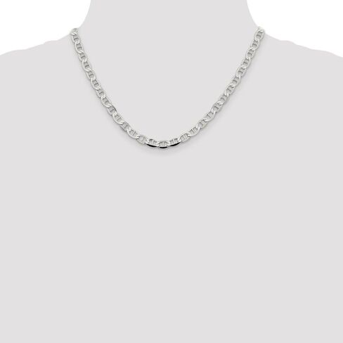 925 Sterling Silver Men's 5.7mm Flat Anchor Mariner Chain Necklace - with Secure Lobster Lock Clasp in Kuwait