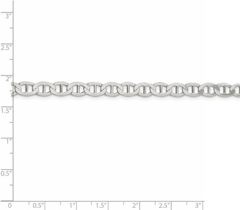 925 Sterling Silver Men's 5.7mm Flat Anchor Mariner Chain Necklace - with Secure Lobster Lock Clasp in Kuwait