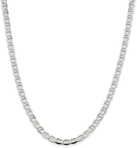 925 Sterling Silver Men's 5.7mm Flat Anchor Mariner Chain Necklace - with Secure Lobster Lock Clasp in Kuwait