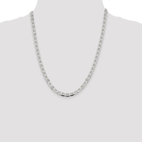 925 Sterling Silver Men's 5.7mm Flat Anchor Mariner Chain Necklace - with Secure Lobster Lock Clasp in Kuwait