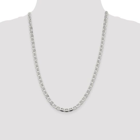 925 Sterling Silver Men's 5.7mm Flat Anchor Mariner Chain Necklace - with Secure Lobster Lock Clasp in Kuwait