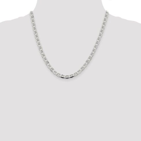 925 Sterling Silver Men's 5.7mm Flat Anchor Mariner Chain Necklace - with Secure Lobster Lock Clasp in Kuwait