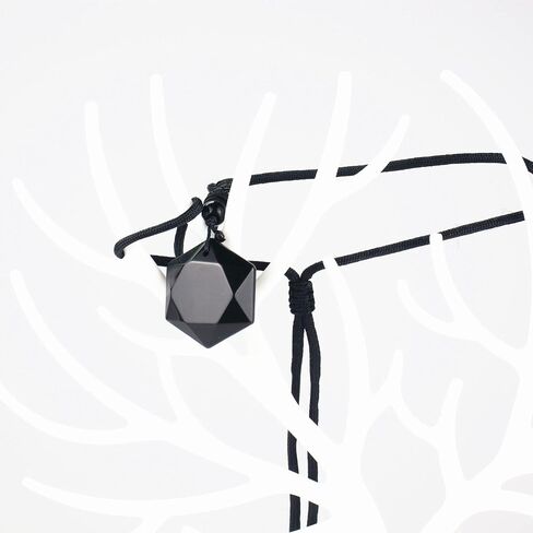 ARZASGO Obsidian Necklace Natural Stone Hexagram Necklace Amulet Lucky Love Crystal Pendant With Woven Cotton Cord for Men Women in Kuwait