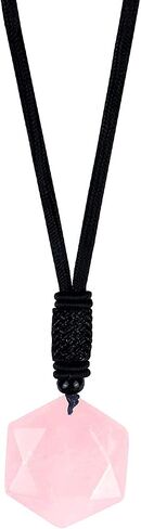 ARZASGO Obsidian Necklace Natural Stone Hexagram Necklace Amulet Lucky Love Crystal Pendant With Woven Cotton Cord for Men Women in Kuwait
