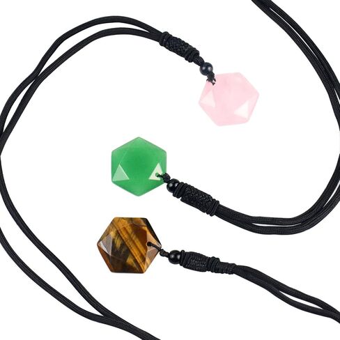 ARZASGO Obsidian Necklace Natural Stone Hexagram Necklace Amulet Lucky Love Crystal Pendant With Woven Cotton Cord for Men Women in Kuwait