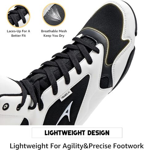ASHION Men Wrestling Shoes Boxing Shoes High Top Fitness Sneakers Zero Drop Sole in Kuwait