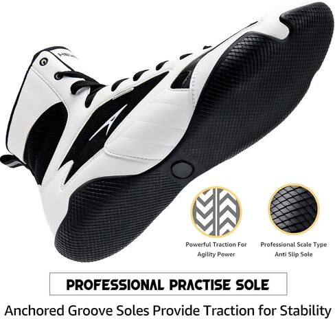 ASHION Men Wrestling Shoes Boxing Shoes High Top Fitness Sneakers Zero Drop Sole in Kuwait