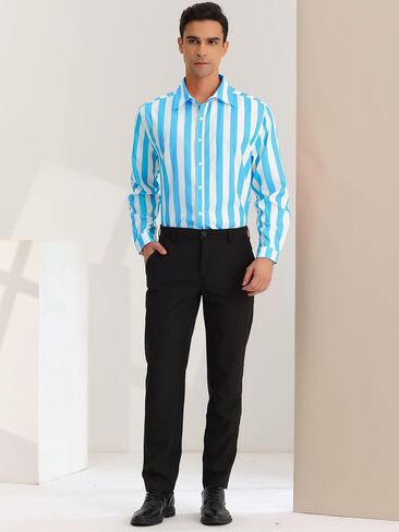 Lars Amadeus Men's Casual Striped Shirts Long Sleeves Button Down Classic Fit Dress Shirts in Saudi Arabia