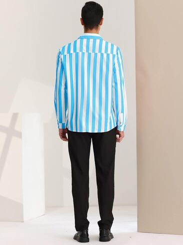 Lars Amadeus Men's Casual Striped Shirts Long Sleeves Button Down Classic Fit Dress Shirts in Saudi Arabia
