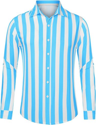 Lars Amadeus Men's Casual Striped Shirts Long Sleeves Button Down Classic Fit Dress Shirts in Saudi Arabia