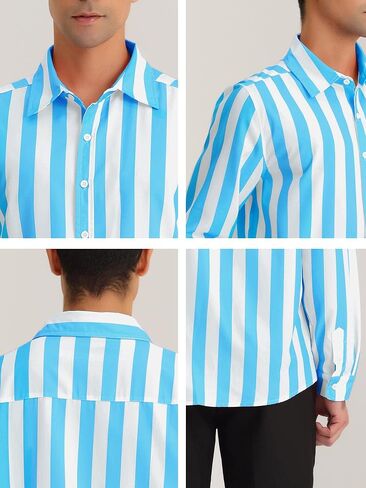 Lars Amadeus Men's Casual Striped Shirts Long Sleeves Button Down Classic Fit Dress Shirts in Saudi Arabia