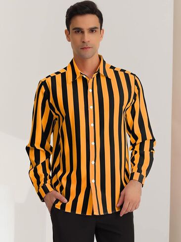 Lars Amadeus Men's Casual Striped Shirts Long Sleeves Button Down Classic Fit Dress Shirts in Saudi Arabia
