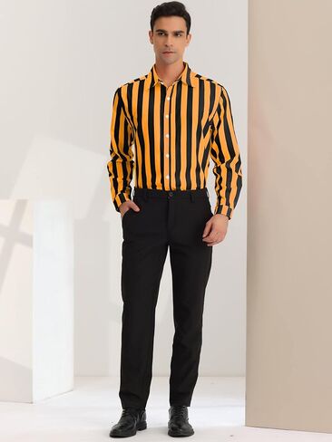 Lars Amadeus Men's Casual Striped Shirts Long Sleeves Button Down Classic Fit Dress Shirts in Saudi Arabia