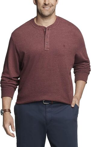 قميص Henley رجالي كبير وطويل وكبير وطويل من المياه المالحة بأكمام طويلة من IZOD in Kuwait