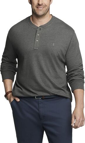 قميص Henley رجالي كبير وطويل وكبير وطويل من المياه المالحة بأكمام طويلة من IZOD in Kuwait