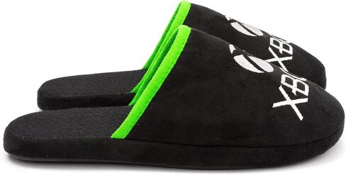 XBOX Slippers للرجال البالغين بشعار وحدة التحكم في الألعاب، حذاء أسود أخضر in Saudi Arabia